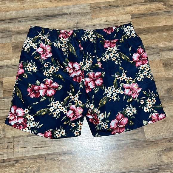 LANDS END W/ HOFFMAN CALIFORNIA MENS SWIN TRUNKS FLORAL BLUE Sz XXL - Picture 2 of 7